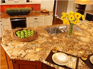 Golden Rustic Exotic Granite with a 3cm Demi Bullnose Edge Island Top