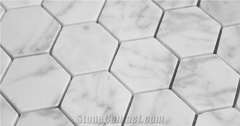 Bianco Carrara Marble Polished Hexagon Mosaic