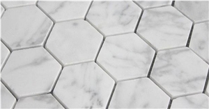 Bianco Carrara Marble Polished Hexagon Mosaic