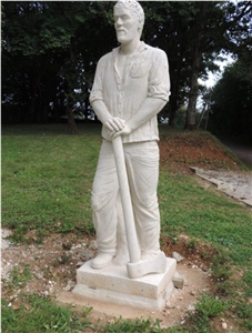 La Grosse Borne Limestone Hand Carved Sculpture, Beige Limestone for Statue