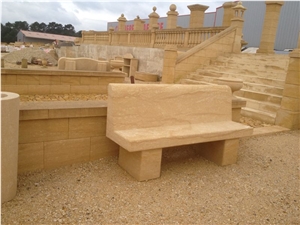 Pierre De Mauzens Benches, Beige Limestone Bench & Table