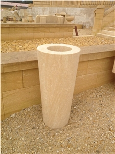 Pierre De Mauzens Planters, Beige Limestone Flower Pots Pierre De Mauzens Planters, Beige Limestone Flower Pots