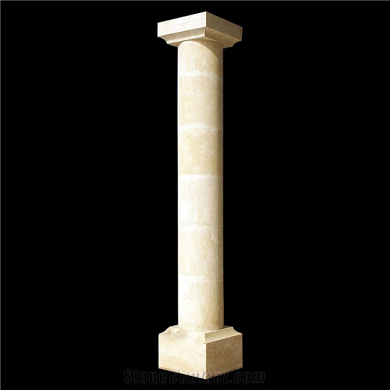 Pierre De Paussac Columnm, Beige Limestone Columns