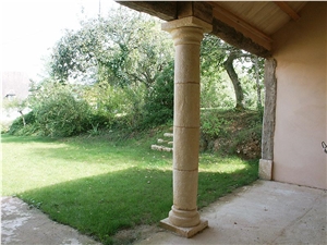 Pierre De Paussac Columnm, Beige Limestone Columns