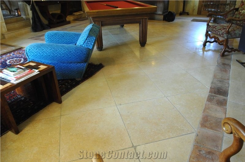 Pierre De Pontours Bourdeille Pavement, Beige Limestone Tiles & Slabs