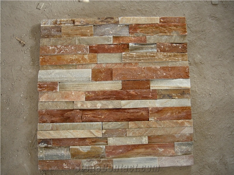 Chinese Natural Slate Cultured Stone, Veneer ,Gold Slate Stack Stone Veneer for Exterior