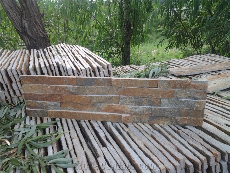 Exterior Ledge Stone Veneer Panels ,Rusty Quartz Stacked Stone