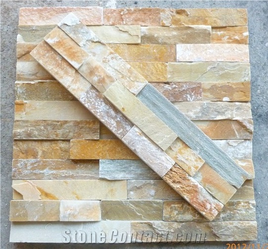Hebei Golden Slate Cultured Stone , Manufacturer Decorative Gloden Stone Vneer Block