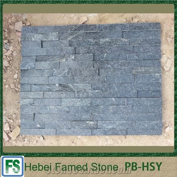 Natural Surface Black Cultural Stone,Chinese Cheap Stacked Stone, Bright Black Cultured Stone