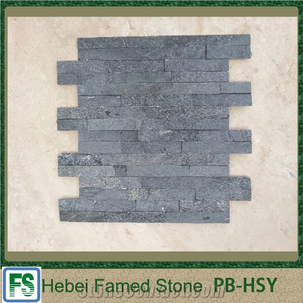 Natural Surface Black Cultural Stone,Chinese Cheap Stacked Stone, Bright Black Cultured Stone