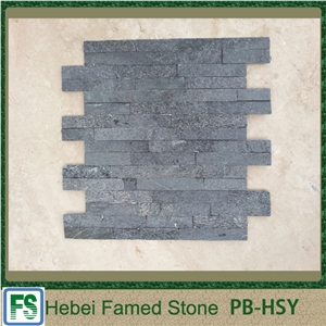 Natural Surface Black Cultural Stone,Chinese Cheap Stacked Stone, Bright Black Cultured Stone