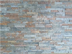 Products in Stock Cultured Slate Pieces Rusty Wall Cladding Stone Veneer, Brown Quartzite Wall Cladding
