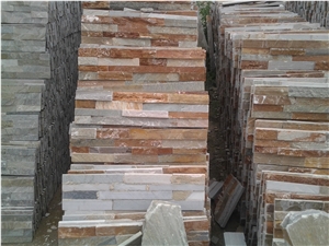 Rusty Cladding Slate ,Yellow Ledgestone Veneer Panels, Natural Surface Cultural Stone for Wall