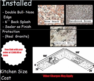 Bain Brook Brown Granite Double Bull- Nose Edge Kitchen Countertops