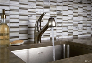 Akdo Marble Mosaic Kitchen Perimeter Countertop, Backsplash Mosaic