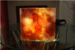 Red Manmade Stone Crystallied Stone Tiles