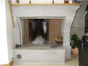Pierre De Ruoms Limestone Fireplace