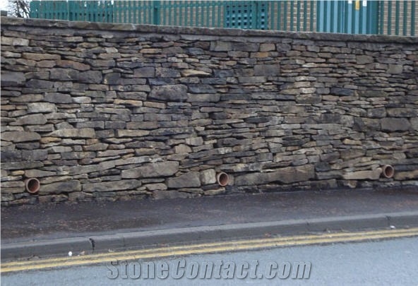 Hard York Grey Sandstone Dry Stone Walling, Grey Sandstone Uk for Garden Palisad