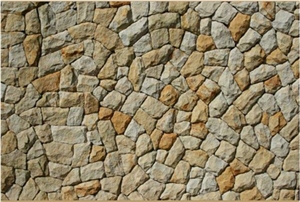 Hand-Axed Random White & Gold Sandstone Cladding