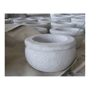 Round Garden Planters Bowl Pots , Round Flower Planter Box & Planter Pots , Granite Carved Landscaping Planters and Outdoor Vase