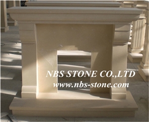 Beige Marble Fireplace Mantel