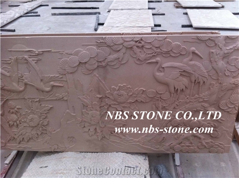 Beige Sandstone Carving Relief,Wall Art Sandstone Relief