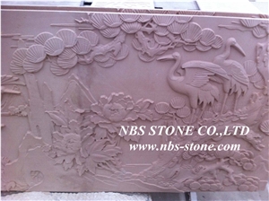Beige Sandstone Carving Relief,Wall Art Sandstone Relief