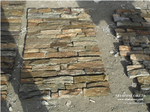 China Brown Slate Cultured Stone Nature Pattern, Yellow Slate Cultured Stone