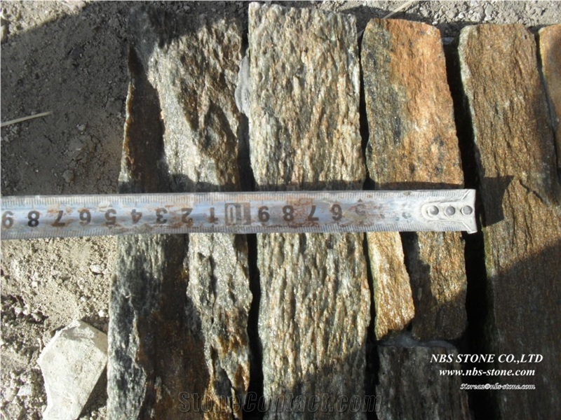 China Brown Slate Cultured Stone Nature Pattern, Yellow Slate Cultured Stone