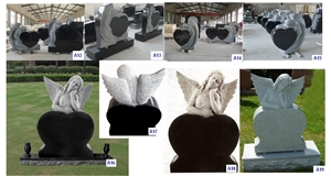 China Marble Carved Angel and Heart Tombstone with Many Colors for Your Choice