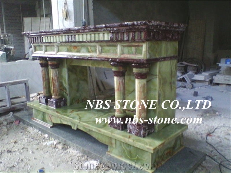Green Onyx Fireplace Mantel,Modern Fireplace Mantel,Stone Fireplace Mantel