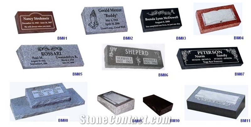Multicolor Granite Slant Monument Markers