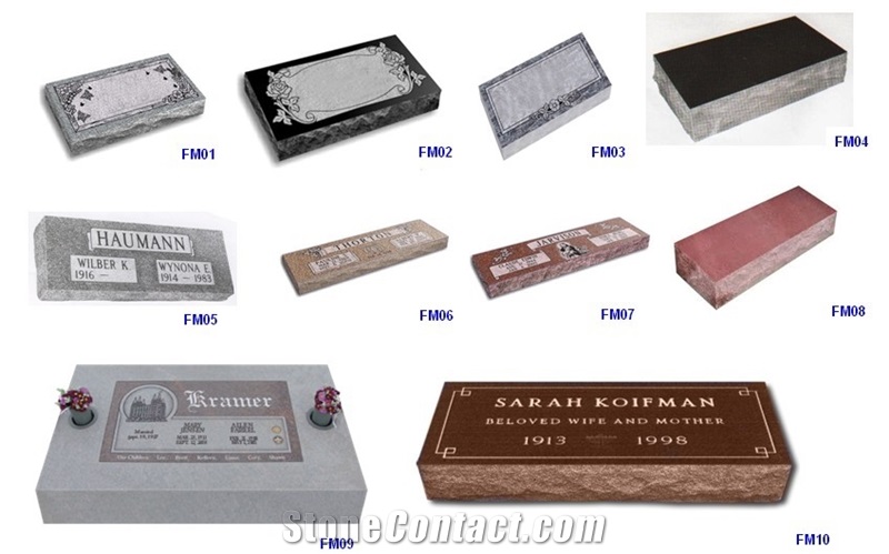 Multicolor Granite Slant Monument Markers