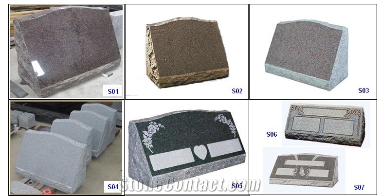 Multicolor Granite Slant Monument Markers