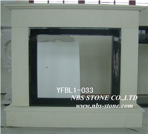 New Design / Western / European Customized Figure /Classy Beige Marble Hand Carving Sculptured Fireplace Mantel