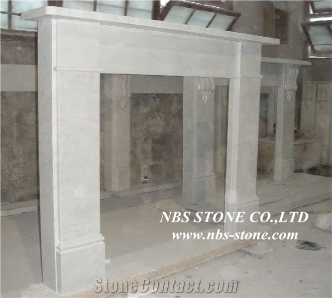 New Design / Western / European Customized Figure /Classy Beige Marble Hand Carving Sculptured Fireplace Mantel