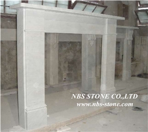 New Design / Western / European Customized Figure /Classy Beige Marble Hand Carving Sculptured Fireplace Mantel