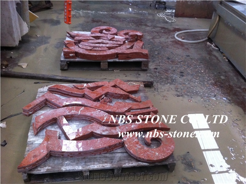 Red Polished Water-Jet Marble Inlay Floor Pattern for Lobby