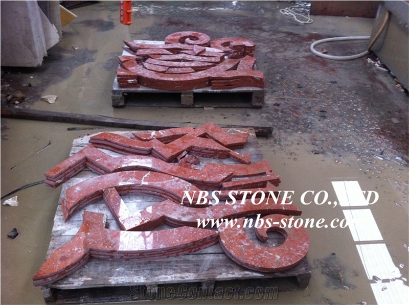 Red Polished Water-Jet Marble Inlay Floor Pattern for Lobby