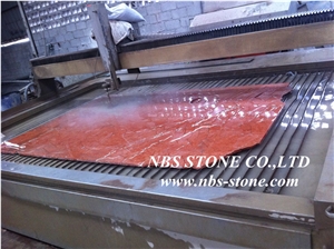 Red Polished Water-Jet Marble Inlay Floor Pattern for Lobby