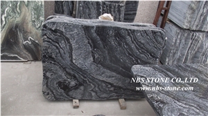 Round Edge Polished Ancient Wood Marble, Kenya Black Marble Table Tops