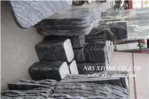 Round Edge Polished Ancient Wood Marble, Kenya Black Marble Table Tops