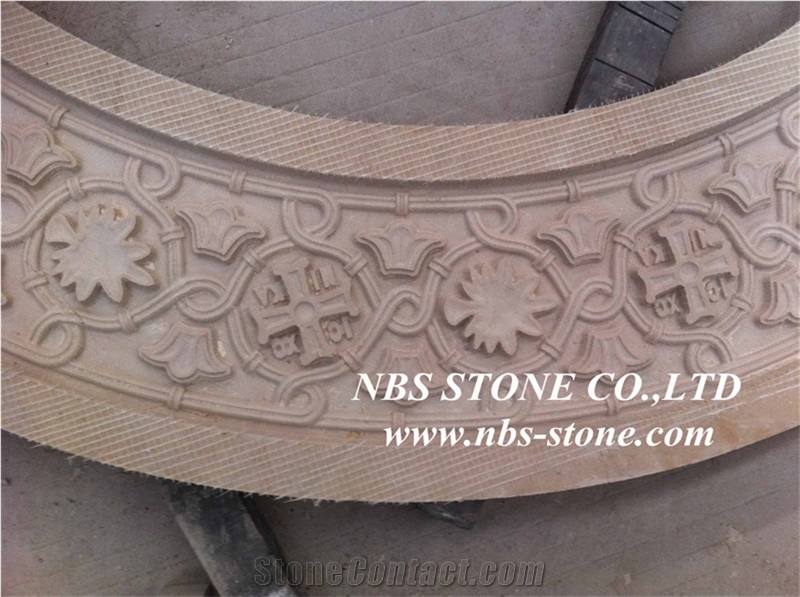 Stone Carving Relief, Beige Marble Granite Reliefs