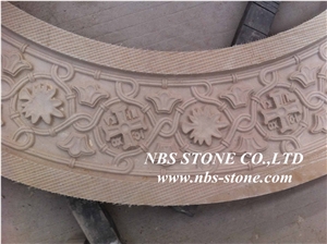 Stone Carving Relief, Beige Marble Granite Reliefs