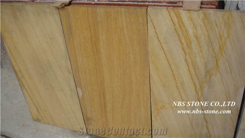 Teak Wood Sandstone Slabs & Tiles,India Yellow Sandstone Tiles