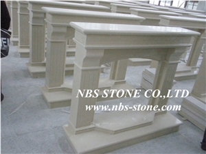 Western Style Fireplace,China Beige Marble Fireplace,Statuary Marble Fireplace Design