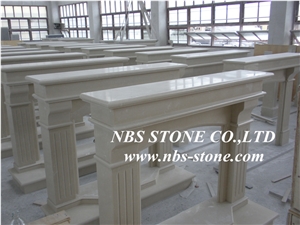 Western Style Fireplace,China Beige Marble Fireplace,Statuary Marble Fireplace Design