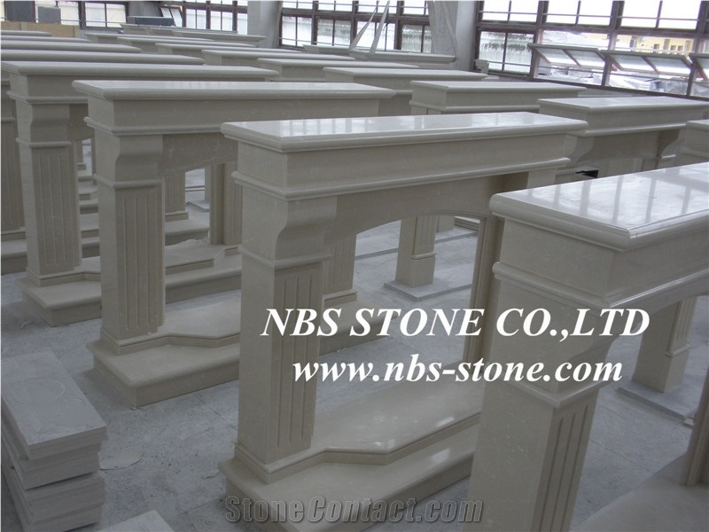 Western Style Fireplace,China Beige Marble Fireplace,Statuary Marble Fireplace Design