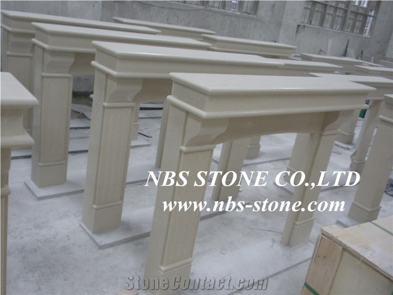 Western Style Fireplace,China Beige Marble Fireplace,Statuary Marble Fireplace Design