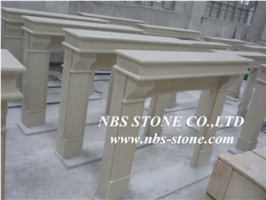 Western Style Fireplace,China Beige Marble Fireplace,Statuary Marble Fireplace Design